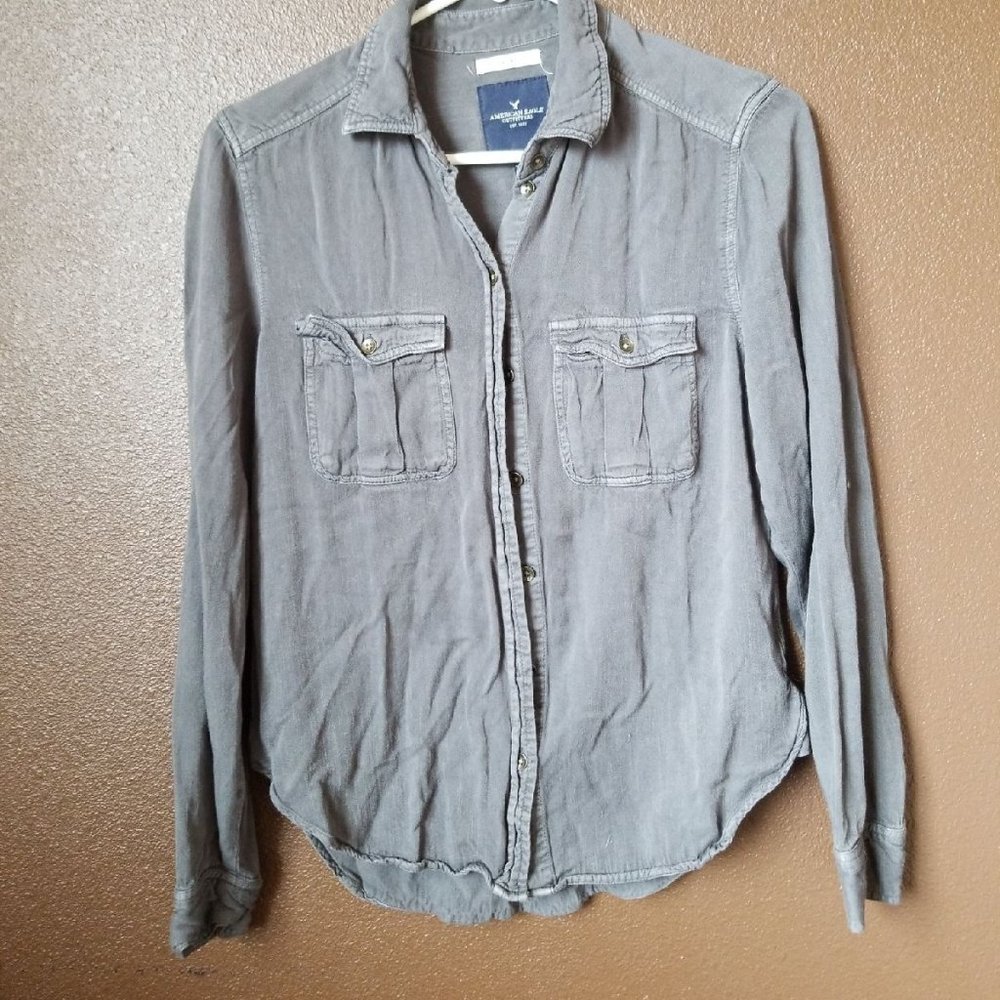 Charcoal grey boyfriend fit button up